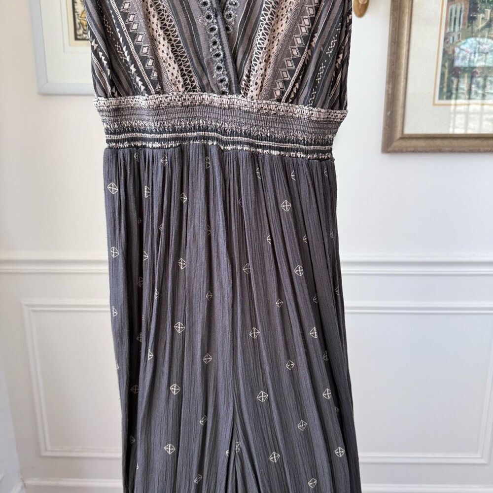 Free People Deep V Boho Jumpsuit Grey $168 S - Picture 4 of 11